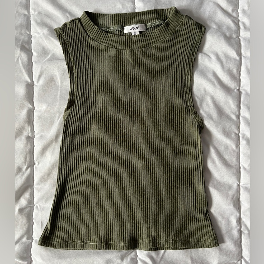 Ardene Olive Ribbed Tank Top